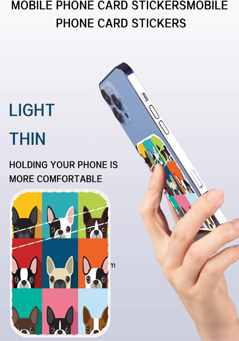 AOHRO Dual Pocket Leather Phone Wallet, Adhesive Stick On, Cute & Funny Dogs Design - Image 3